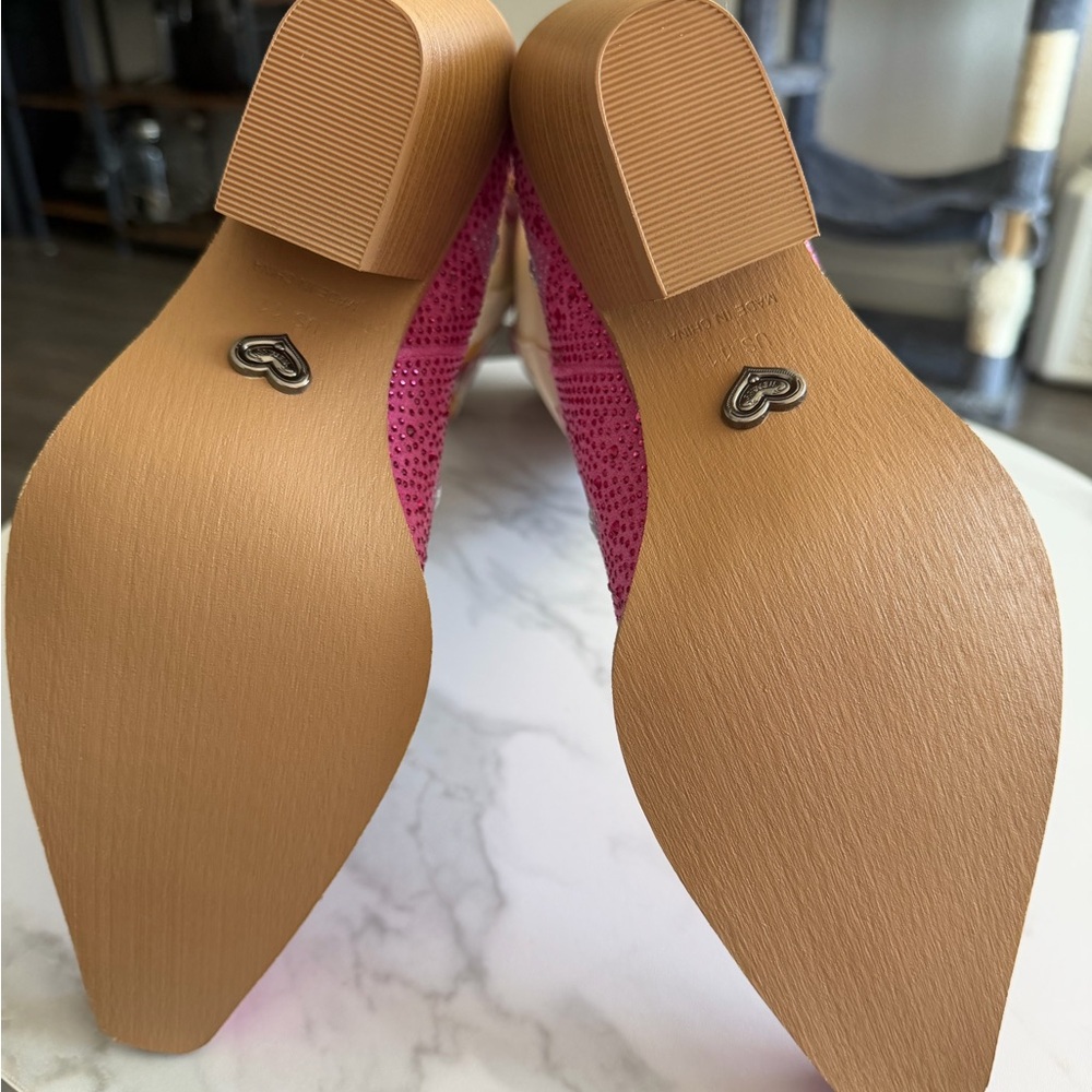 Pink and Cream Embellished Women's Boots - Picture 11 of 12